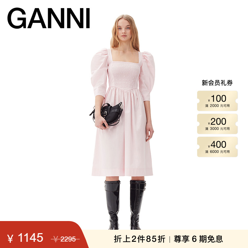 GANNI约会连衣裙娃娃裙泡泡袖