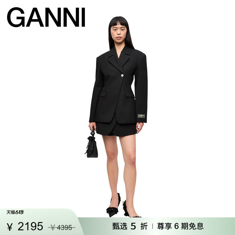 【甄选折扣】GANNI女装 简约收腰修身休闲西装外套 W0617099