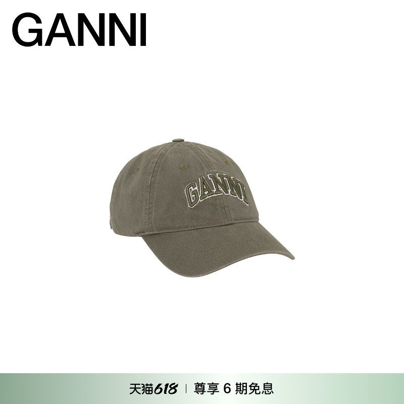 GANNI女士 橄榄绿经典款遮阳鸭舌帽棒球帽 A6899861