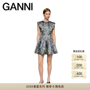 宽肩连衣裙 清新花卉优雅无袖 GANNI女装 A1030481052 春夏新款