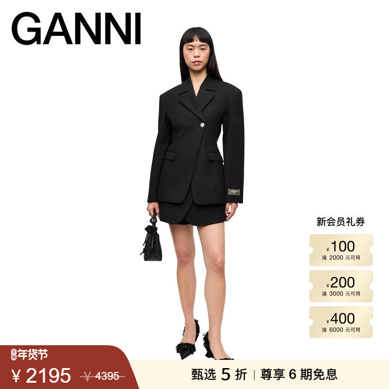 【甄选折扣】GANNI女装 简约收腰修身休闲西装外套 W0617099