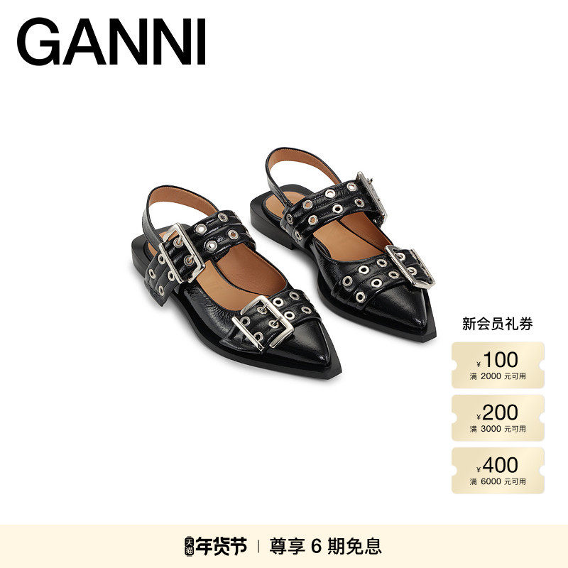 GANNI女鞋 皮革带扣露跟摇滚芭蕾鞋单鞋凉鞋 S2178099,女鞋,时装凉鞋,淘宝优惠券,粉丝福利购,淘宝优惠卷