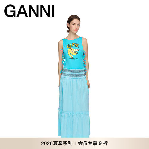 【新品会员9折】GANNI女装 法式荷叶边半身裙连衣裙 A1090325803