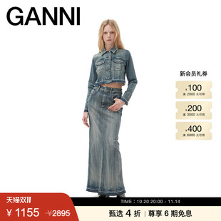 复古做旧水洗牛仔夹克外套 GANNI女装 J1257091 甄选折扣