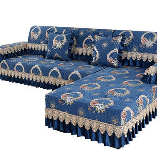 雪尼尔沙发垫加厚防滑欧式坐垫子轻奢新款直排沙发套罩巾布防猫抓