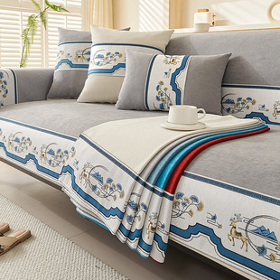 新款雪尼尔沙发垫四季通用防滑加厚轻奢坐垫子直排贵妃沙发套罩巾