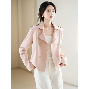 2026早春新款今年流行爆款韩系独特漂亮小个子粉色短款风衣外套女