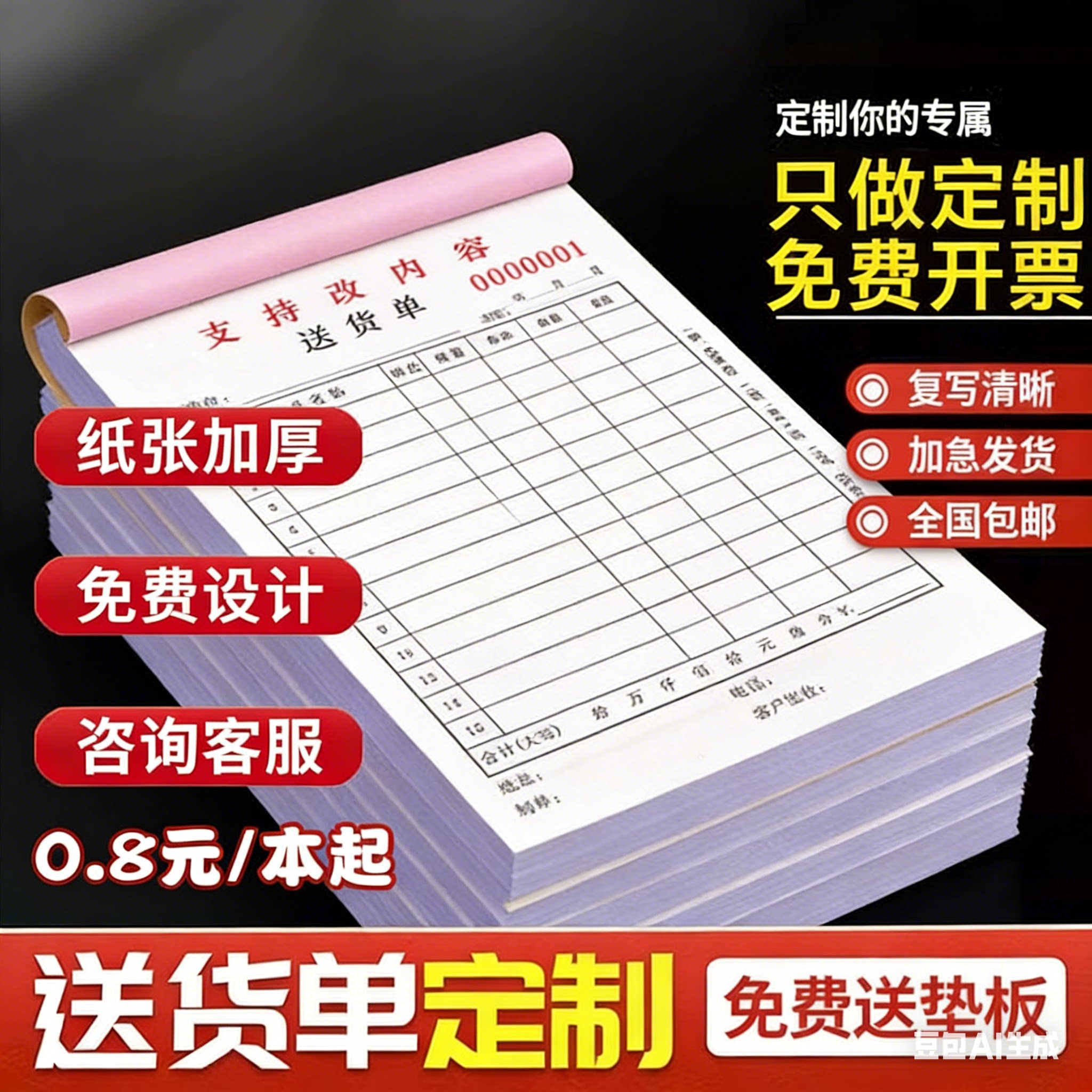 收据送货单销售清单二三四联定做图片