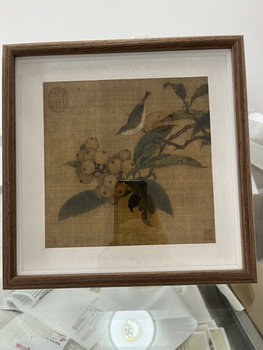 1:1宋 林椿 枇杷山鸟图绢本26.9x27.2cm宋小品古代名画高清微喷