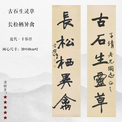于佑任草书对联长松栖灵禽仿古书