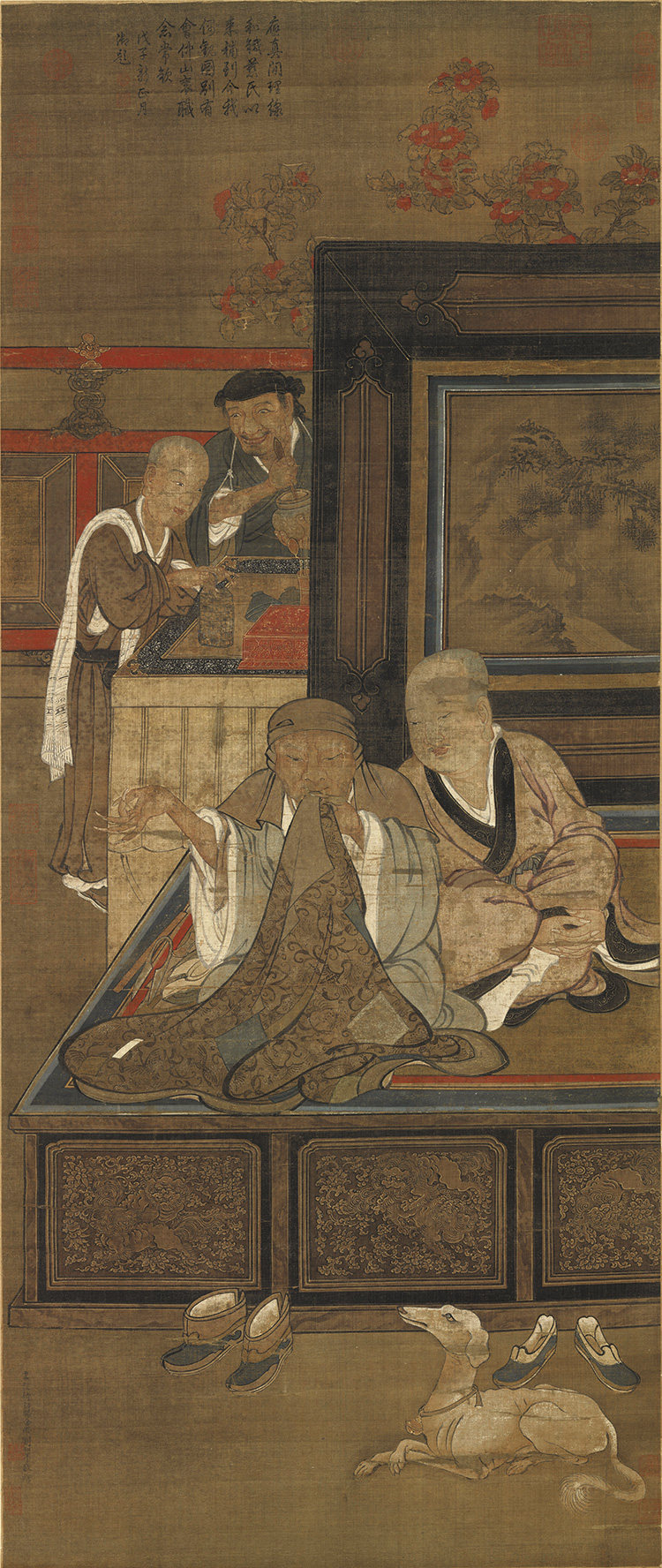 刘松年补纳图国画人物立轴仿古画微喷打印复制画绢布画心