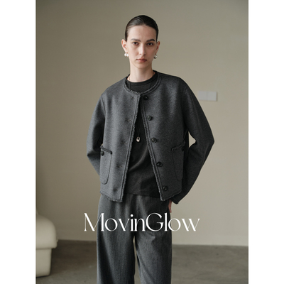 MovinGlow｜巴黎法廊 奢暖澳洲羊毛羊绒 香风流苏箱型双面呢外套