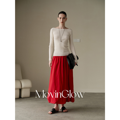 MovinGlow｜巴塞风情 折纸褶皱肌理 氛围感抽皱茧型花苞半身裙