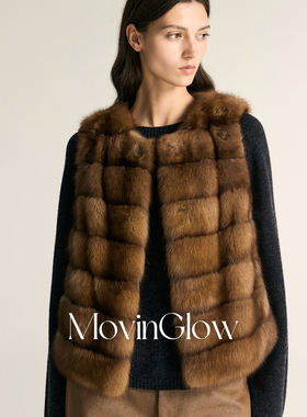MovinGlow｜璀璨焦点 稀贵软黄金进口俄罗斯紫貂 横排皮草马甲