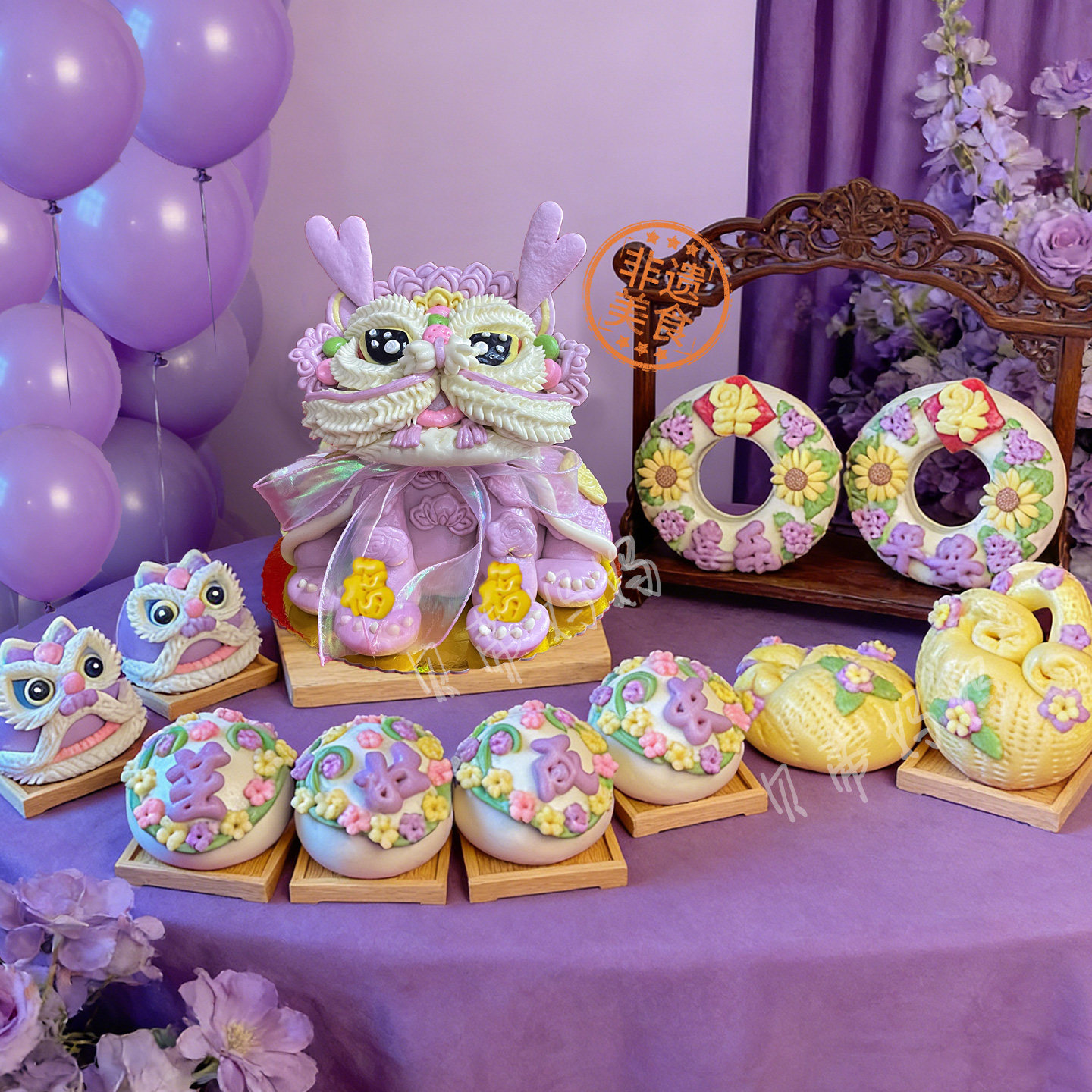 网红大醒狮馒头儿童满月百天馒头抓周岁生日宴摆台山东胶东花饽饽