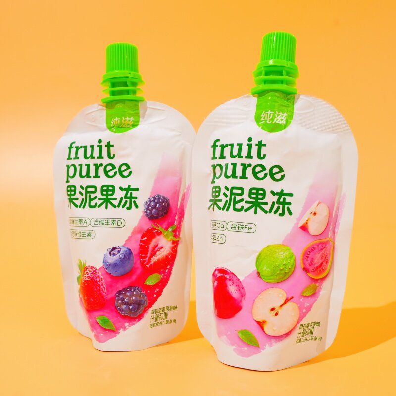 纯滋果泥果冻番石榴苹果味草莓蓝莓桑葚味水果泥可吸果冻休闲零食