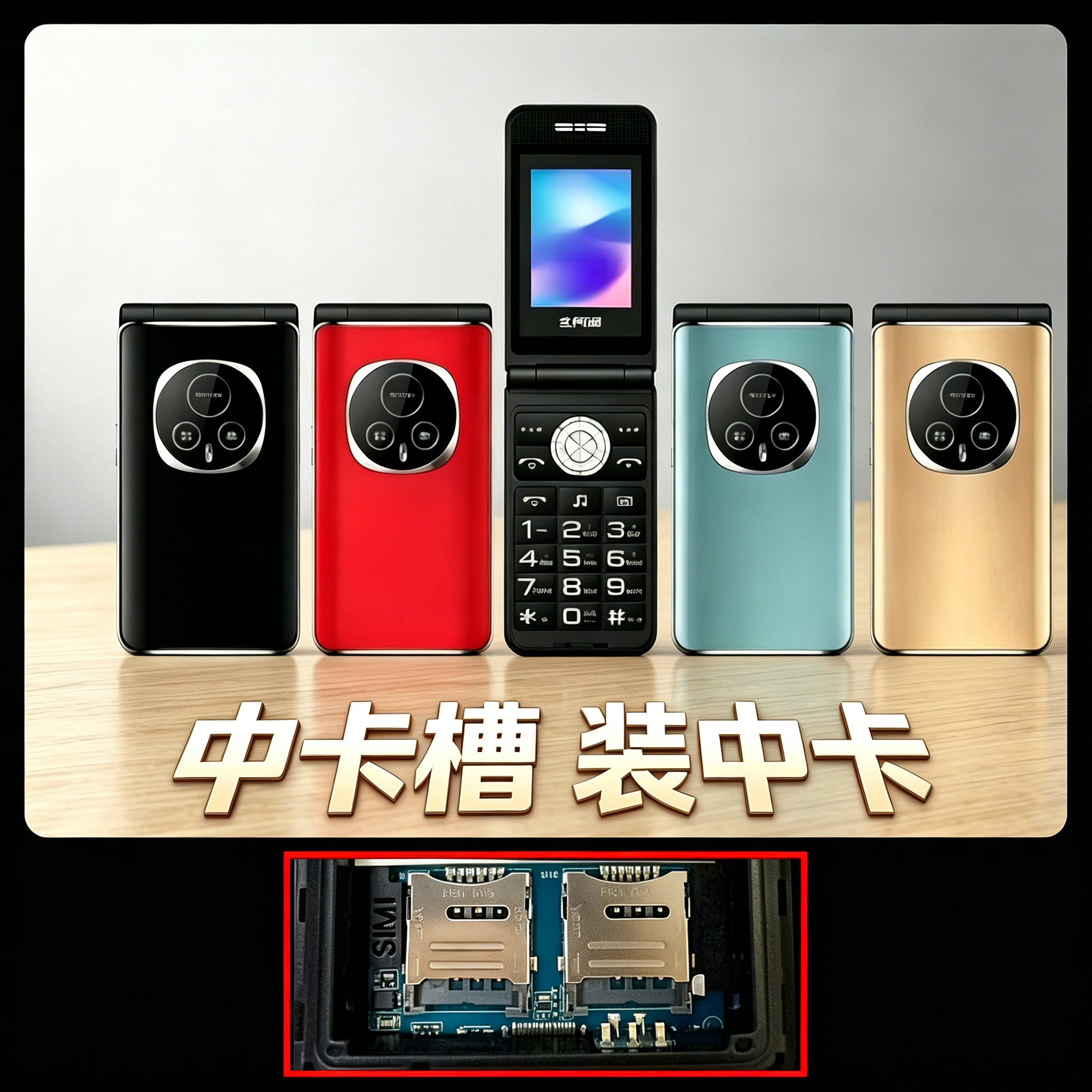 中卡槽老人手机装Micro中卡不用剪卡两个中卡槽双卡双待全网通版