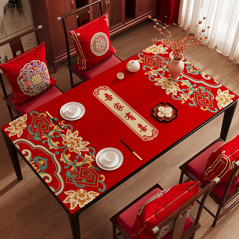 中式pvc餐桌桌布防油防水防烫免