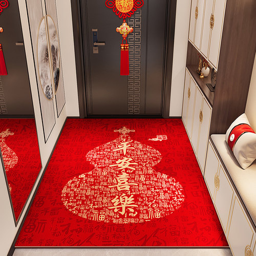 中式新年款入户门地垫pvc皮革