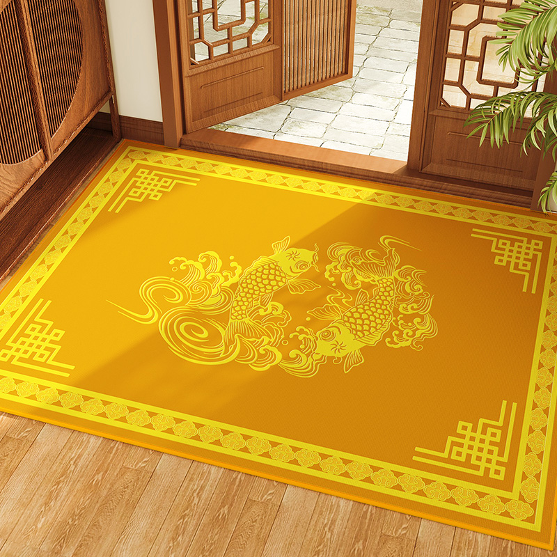新年金黄色风水入户门地垫进门口