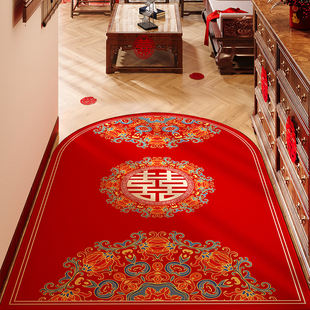 红色结婚地垫喜庆入户门垫进门喜字新婚入门脚垫门口结婚地毯入户