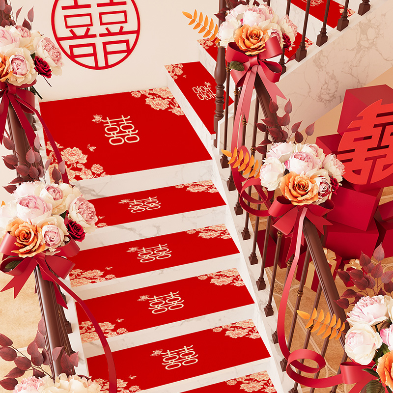 结婚楼梯垫踏步垫防滑实木loft
