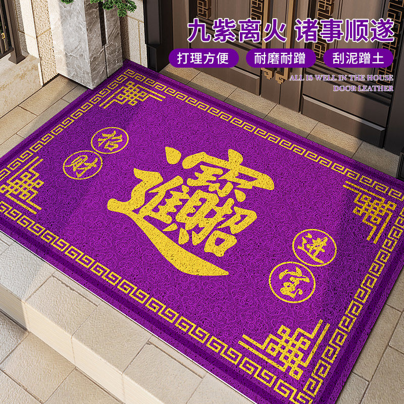 紫色风水入户门地垫丝圈进门口外防滑耐脏好打理脚垫可定制厚地毯,居家布艺,入户地垫,淘宝优惠券,粉丝福利购,淘宝优惠卷