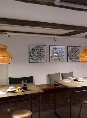 日式创意餐厅小吊灯中式竹艺竹编榻榻米书房茶室灯个性民宿房间灯