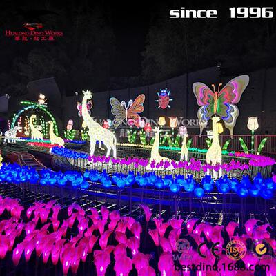 年兔年春节圣诞节美陈国花牡丹花造型灯组彩灯创意设计摆件.