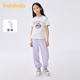 两件套速干长裤 巴拉巴拉童装 学院风 女童2025夏装 新款 儿童短袖 套装