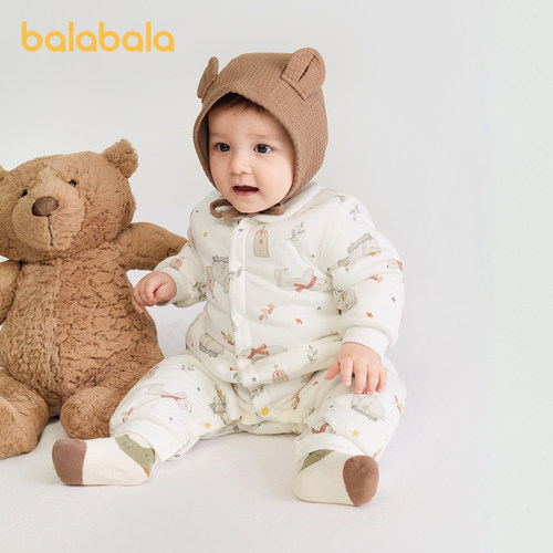 巴拉巴拉balaOne宝宝夹棉连体衣