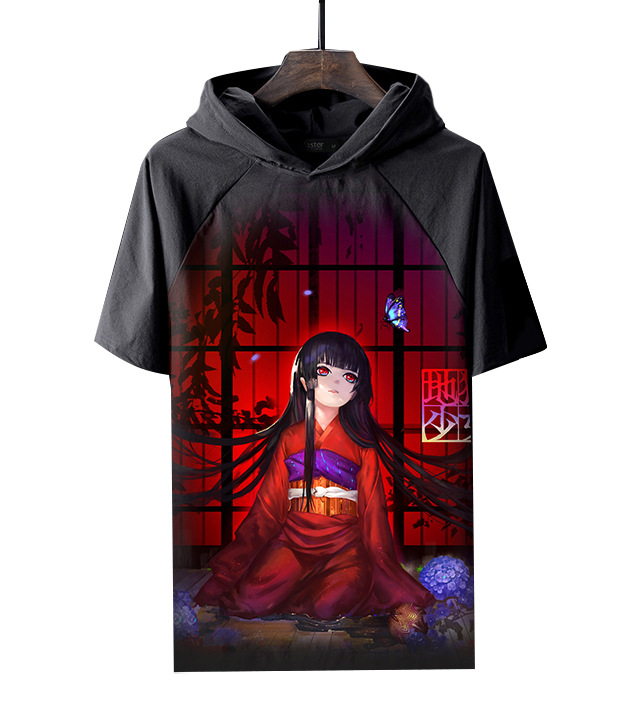 动漫周边地狱少女3D印花短袖T恤 衣服连帽潮流学生男女cos服RR18