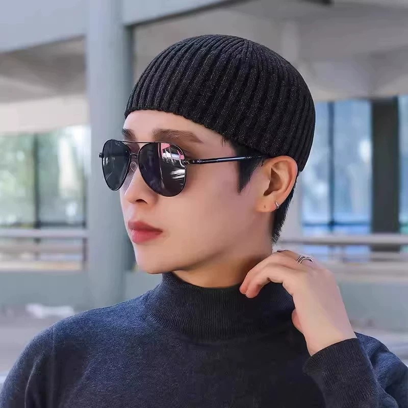 秋冬男女大头围针织瓜皮帽
