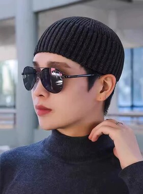 秋冬男女大头围针织瓜皮帽