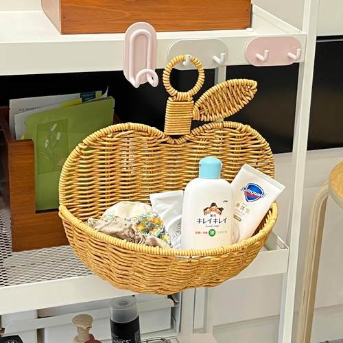 挂式苹果藤编收纳篮多功能壁挂