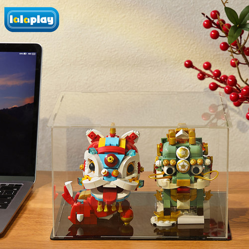 佳奇国潮神兽积木2025醒狮拼装玩具儿童摆件中国新款春节新年礼物