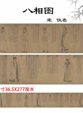 南宋八相图长卷绢本晋唐两宋绘画人物风俗画高清数字微喷复制收藏