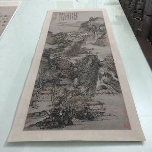 髡残层岩叠壑图复古书画山水国画真迹高清微喷复制装裱挂轴装饰画