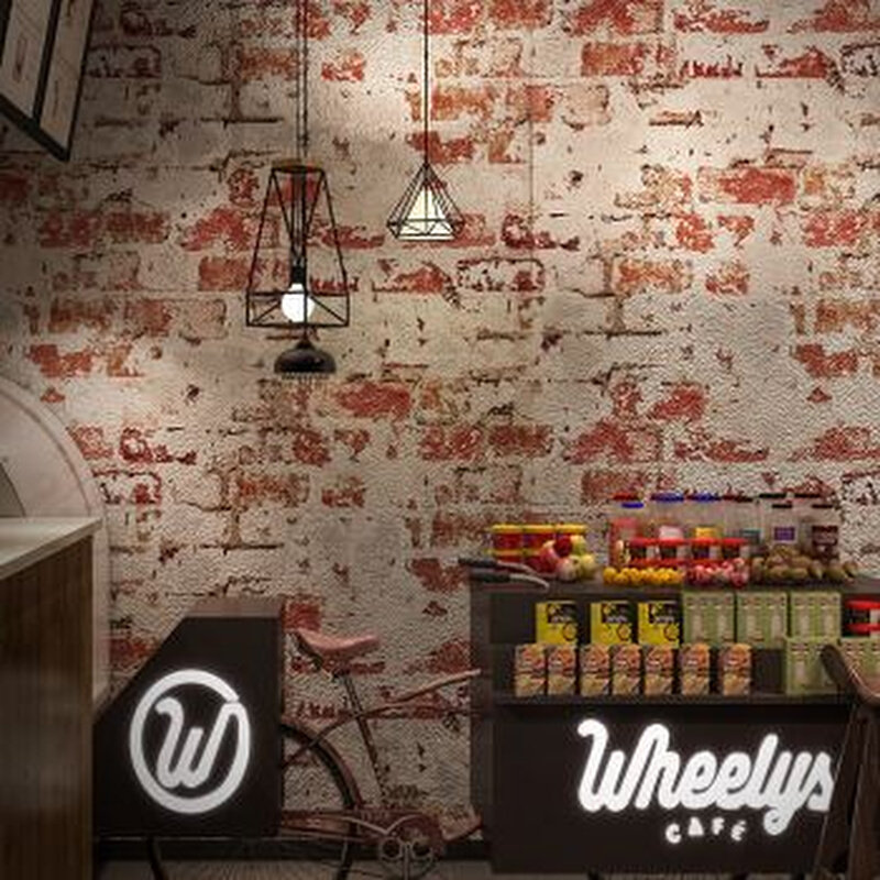 仿古砖砖块砖头仿砖复古水泥灰色砖纹墙纸仿古工业风饭店壁纸做i.