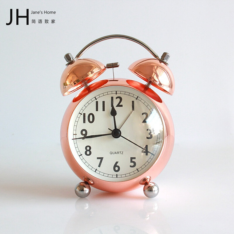 尚时金音意室创头静学生床卧闹钟约带按键式铃夜简美光属打铃闹钟