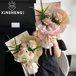 纸材料 复古印花包花纸鲜花束手工花艺diy礼物包装 芯苼 原创新中式