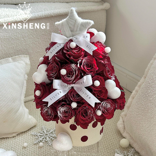 miu系波点圆桶 芯苼 鲜花束零食diy插花桶花艺资材 圣诞节新品