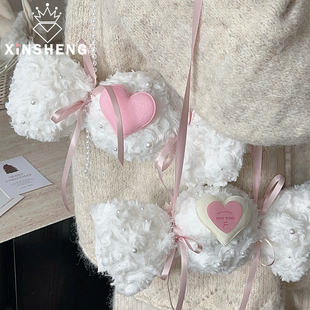 苹安果包装 毛绒糖果小拎包 芯苼 布材料包花艺资材 圣诞节新品