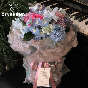 芯苼 布料资材 多色晕染欧根纱鲜花花束包花纱手工花艺diy礼物包装