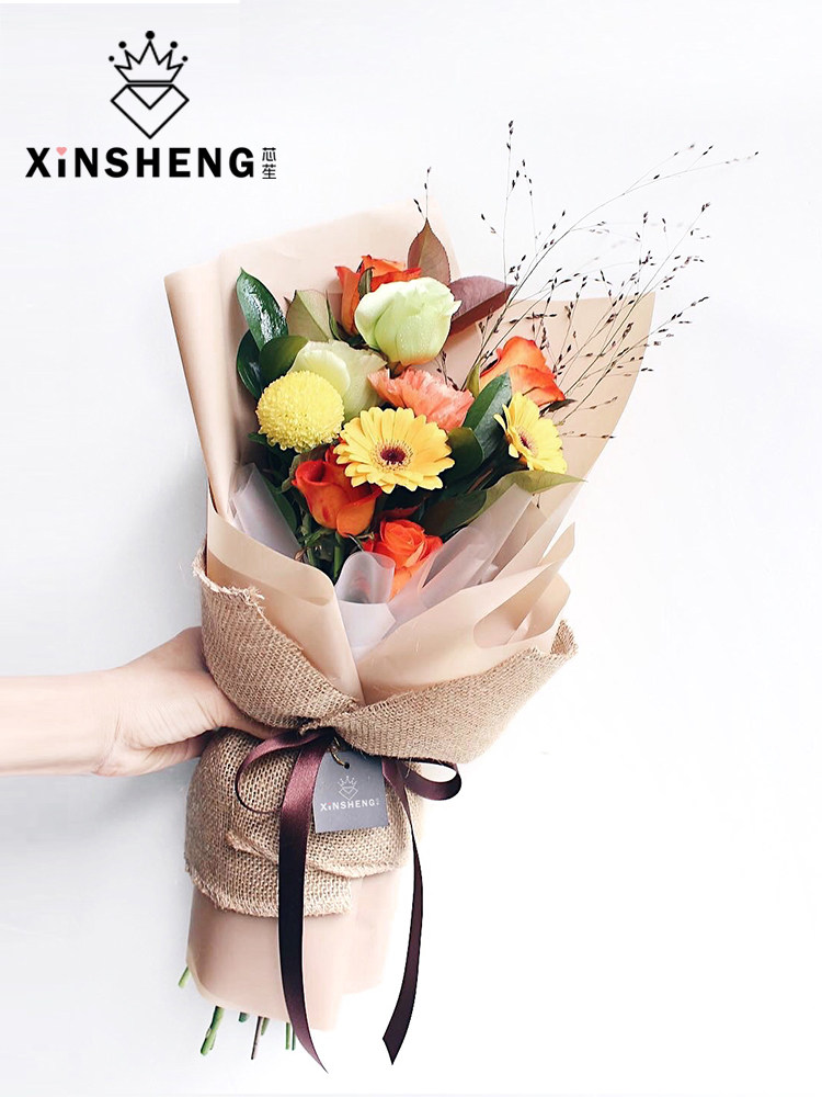 芯苼 麻布卷5米复古花艺网纱鲜花束包装纸材料包花纸手工diy制作