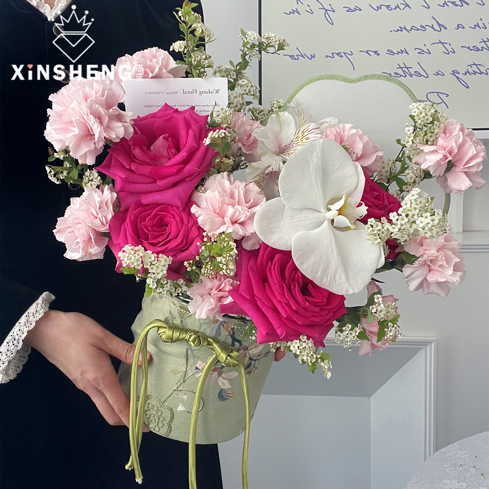 芯苼中式布艺抱抱桶花艺包装资材