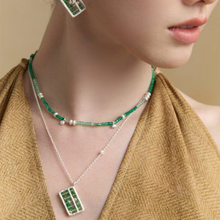 颂闻 账房先生.算盘眼镜玉石叠戴项链