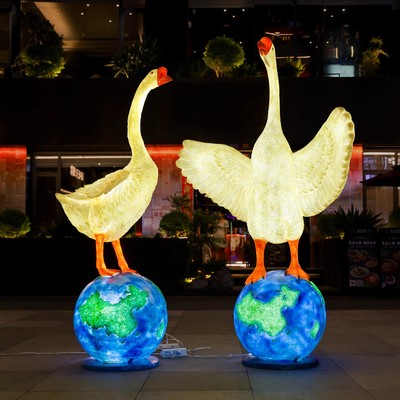 户外大鹅农家乐铁锅炖落地大摆件