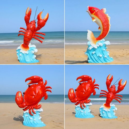 仿真大闸蟹龙虾锦鲤鱼玻璃钢雕塑