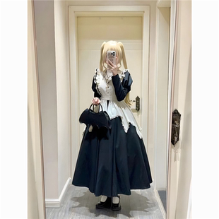 洛丽塔大码4XL200斤连衣裙lolita暗黑长裙修女风大码哥特裙